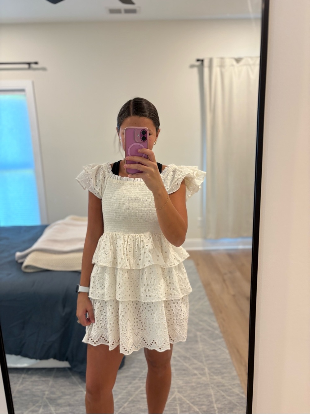 NWT Cleobella Ferris Eyelet Mini Dress in White Size Medium